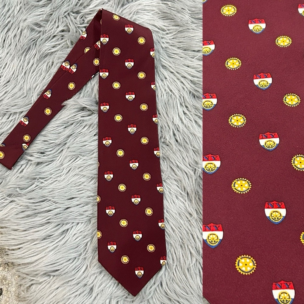 Vtg Rotary Club Of new york rotary club elderberry tie MPMI02 Rare HTF Mens Tie